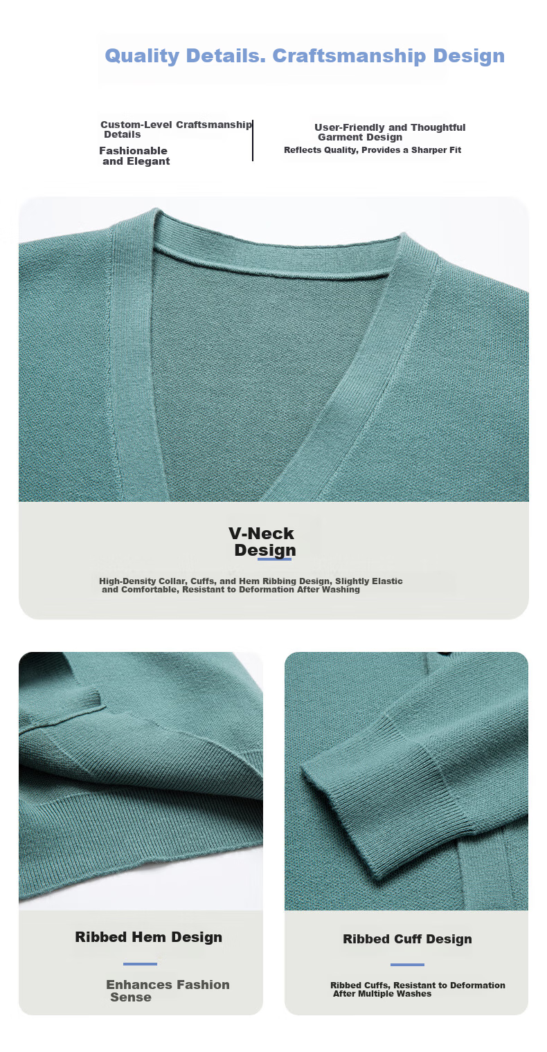 Hengyuanxiang Men's Knitted Cardigan Spring Autumn Solid Color Wool Blend Casual Warm Sweater Jacket 5