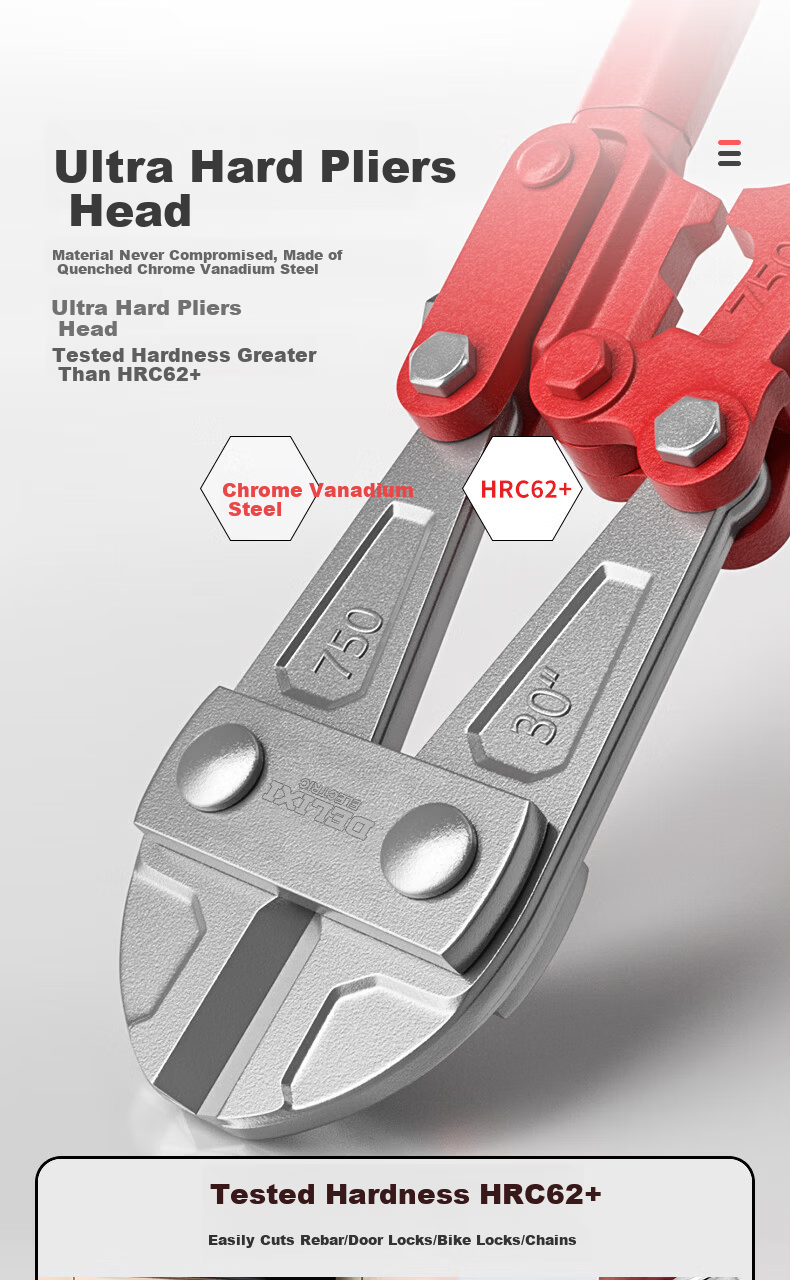 DELIXI Pliers, Rebar Cutter, Labor-Saving Heavy-Duty Scissors, Wire Cutter, Large Pliers, Wire Snips, Lock Cutter 2