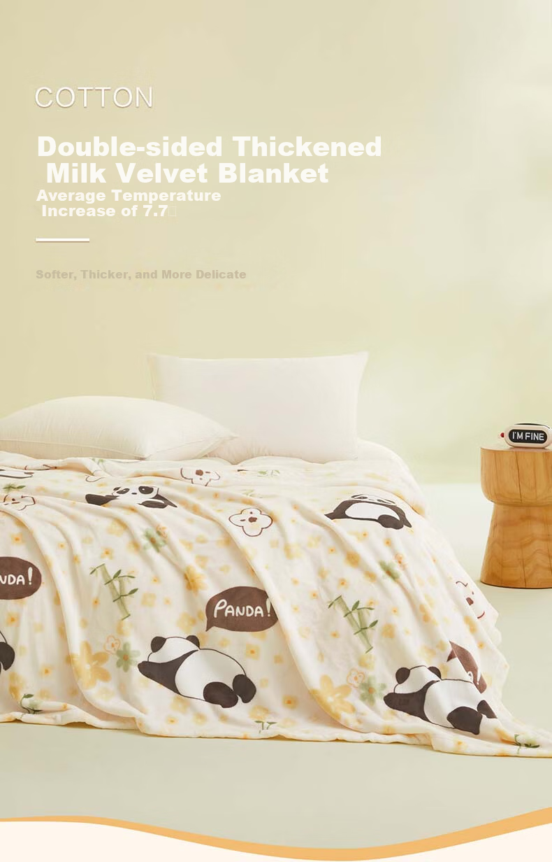 BEYOND Home Textile Flannel Coral Fleece Blanket Thin Throw Blanket Air Conditioning Blanket Small Bear (Yellow) 150*200cm 1