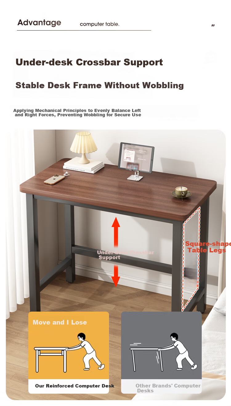 Zhuobo Computer Desk Desktop Study Table Home Small Table Bedside Table BZ58 Walnut 80x40cm 6