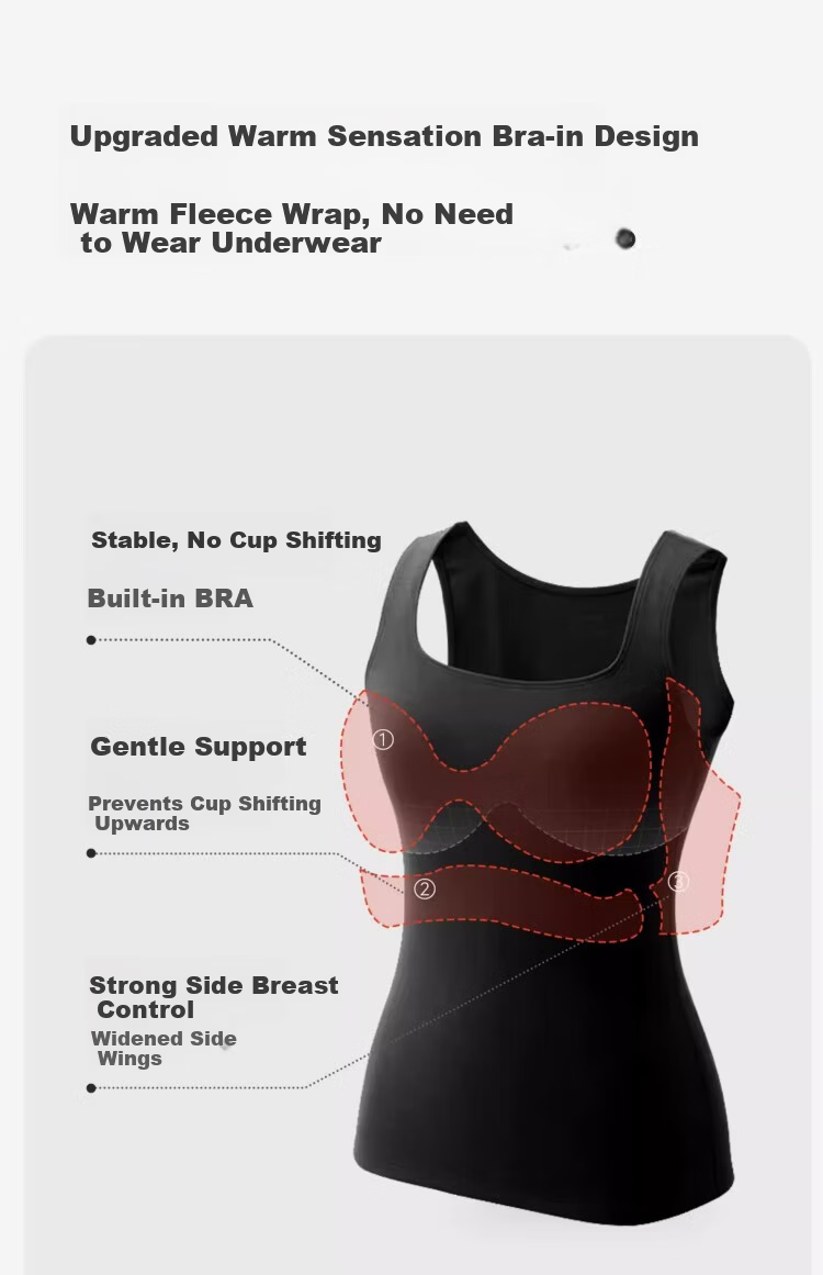 NEIYIN Women's Thermal Vest with Chest Pad Basic Versatile 2025 New Integrated Design Black M 3