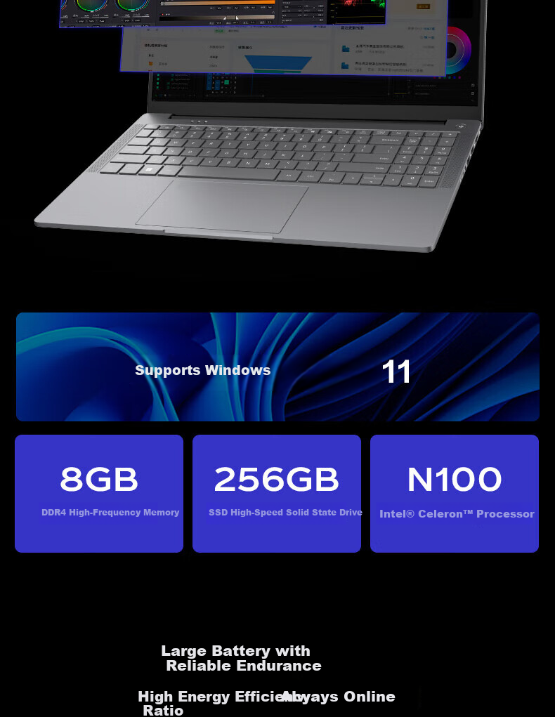 Lenovo Yinen Tablet 2-in-1 Laptop 8GB+128GB Windows 11 S105 with Keyboard Full HD Eye Protection Display 8