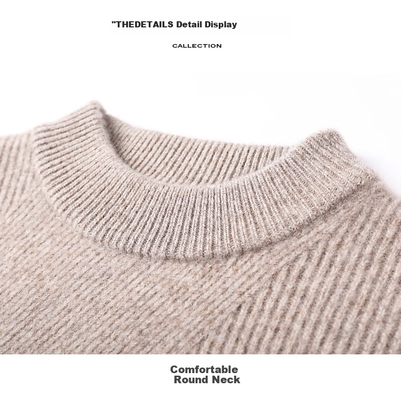 Hengyuanxiang Men's 100% Pure Wool Thickened Sweater Autumn Winter Base Layer Crew Neck Pullover Knitwear 30