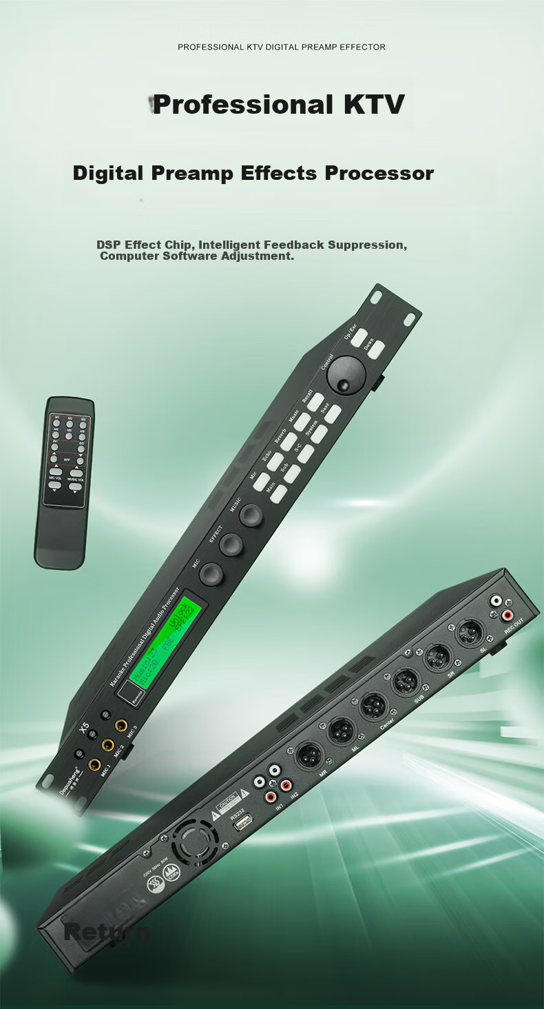 Depusheng X5 Professional KTV Preamp Effects Processor Digital Audio Processor Stage Singing Conference Home Karaoke Reverb Mixer Anti-Howling Suppression Home Effects Processor 1