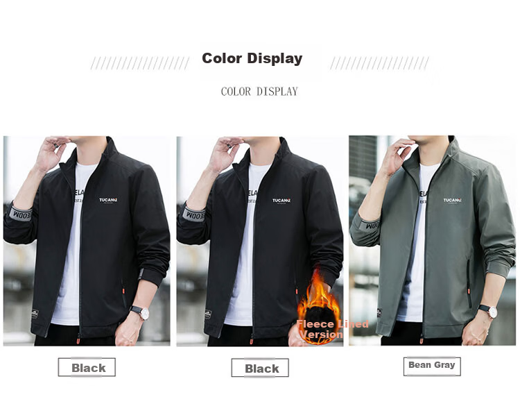TUCANO Men's Jacket Autumn Winter Business Casual Stand Collar Coat Black M 2