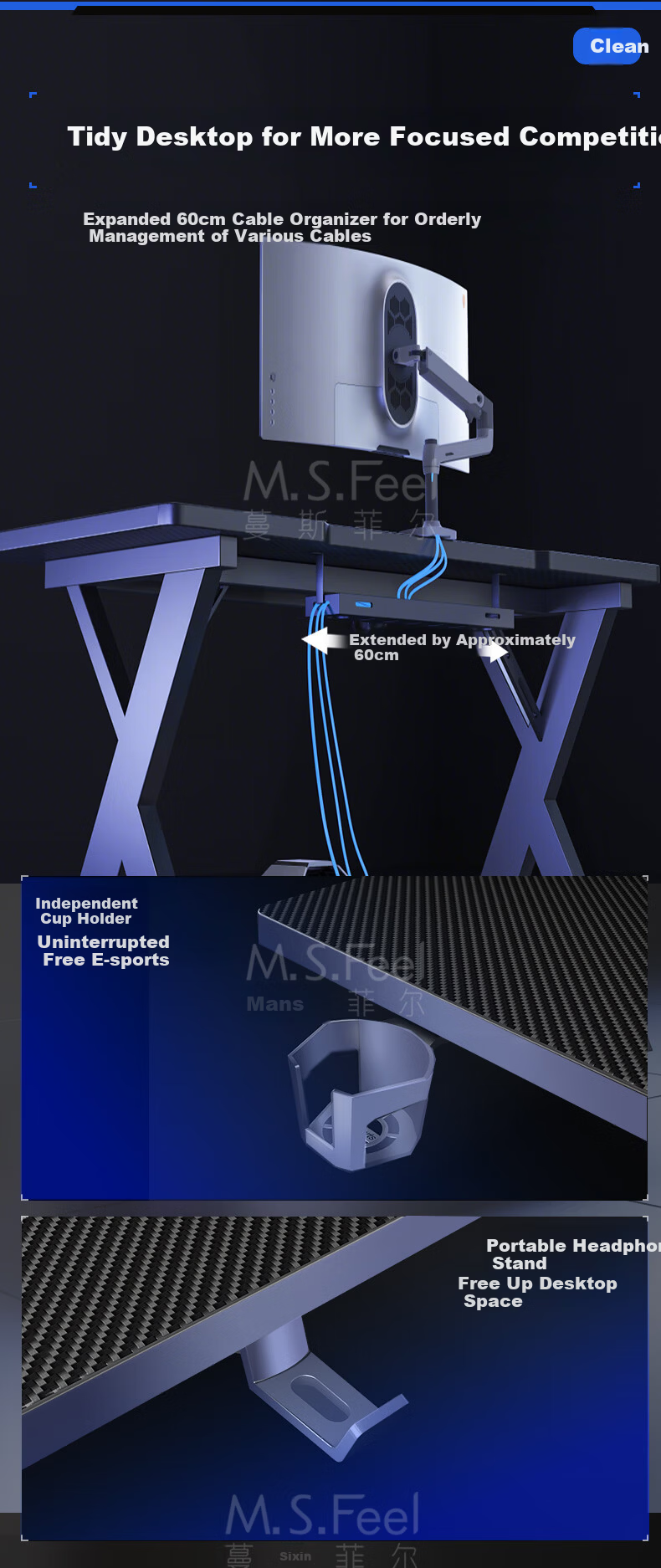 MSFE Computer Desk, Gaming Table X Series, Two-Stage Double-Person Simple Home Desk, Office Study Writing Table 12