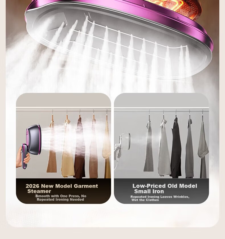 Quanshang [German Brand | Foldable Portable] Home Garment Steamer Large Steam Electric Iron 2026 New Dual-Use Dry and Wet Care Machine Travel Ironing Device 15