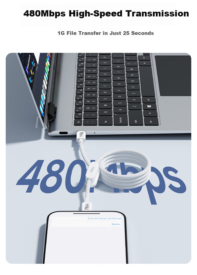 Dual-Head Type-C Data Cable PD 100W/88W Fast Charging Compatible with Huawei Mate70 Pro, Apple iPhone 17/16, Honor, Xiaomi Tablet, Laptop, Car Use, 2m 11