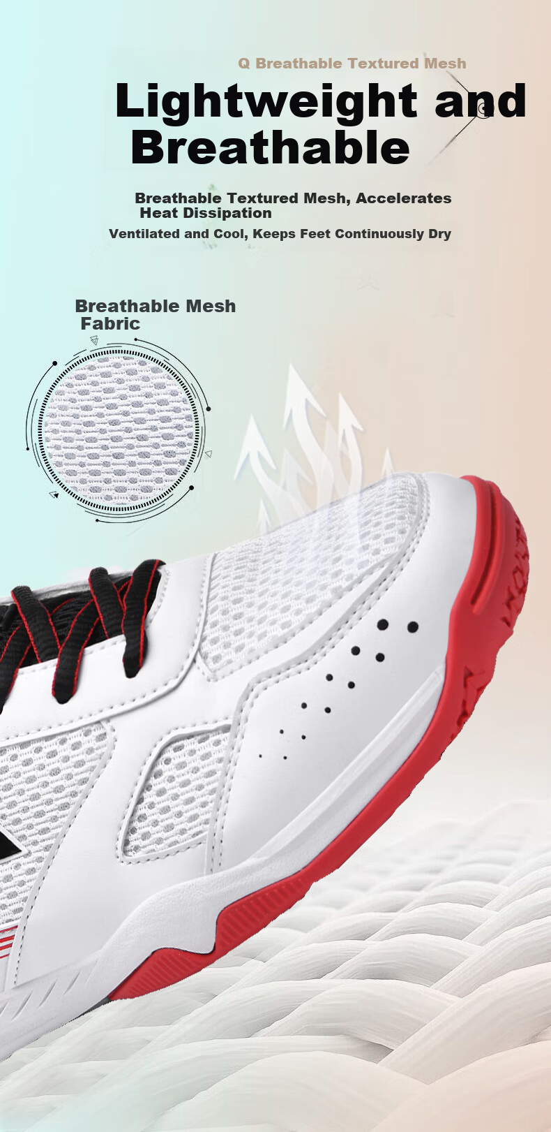 Warrior WXY-181 Table Tennis Shoes Professional Breathable Non-Slip Unisex Parent-Child Style White Black Red Size 39 8