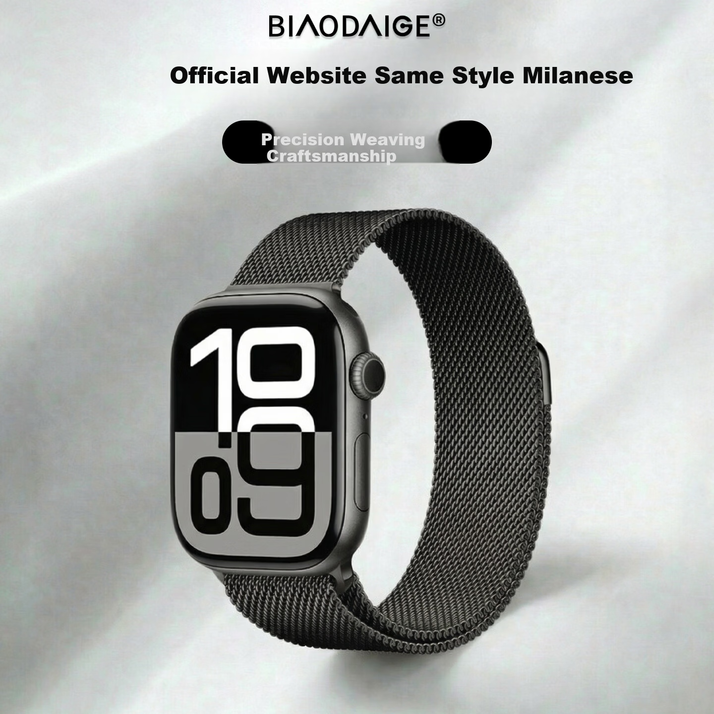 Belt Brother Compatible Apple Watch Band Milanese Loop Strap for Apple Watch Series 10/9/11/8/7 SE/Ultra 2/1/3 Breathable Summer Black 45/46/49mm