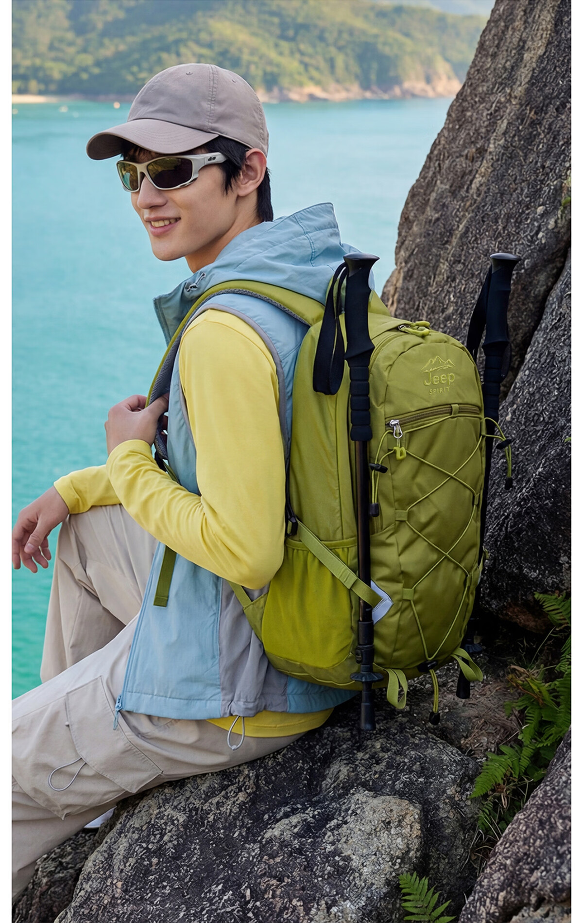 JEEP SPIRIT Outdoor Hiking Mountaineering Backpack Large Capacity Waterproof Camping Lightweight Travel Bag for Men and Women 15