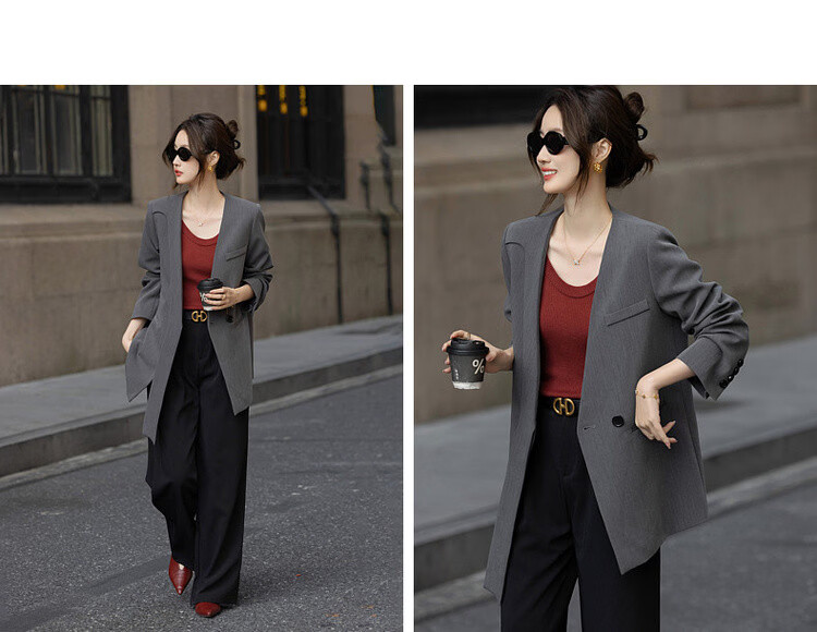 Demana [Sharp Aura] Spring Urban Commuter Style Lace Splice Double-Breasted Loose Slimming Coat for Women Premium Feel 18