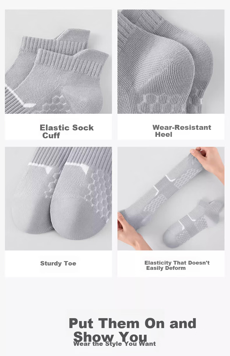 Yimian Men's Ankle Socks with Heel Tab, Xinjiang Cotton 10A, Antibacterial and Odor-Resistant, Massage Sole, Breathable Low-Cut Socks, Pack of 10 22