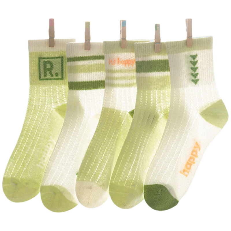 Cotton Full Children's Socks Summer Thin Pure Cotton Antibacterial Boys Mesh Mid-Calf Socks 6 Pairs