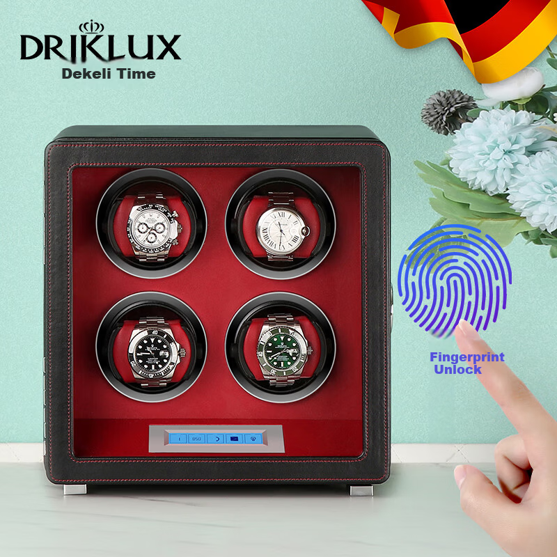 DrikLux Automatic Watch Winder with Fingerprint Lock for Men and Women, Mechanical Watch Rotator, Gift for Elders and New Year Commemoration