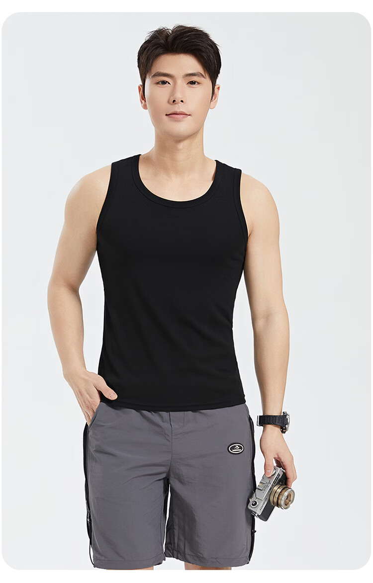Langsha Ice Silk Modal Men's Vest 2026 New Summer Breathable Sports Fitness Wide Shoulder Sleeveless Thin T-Shirt 23