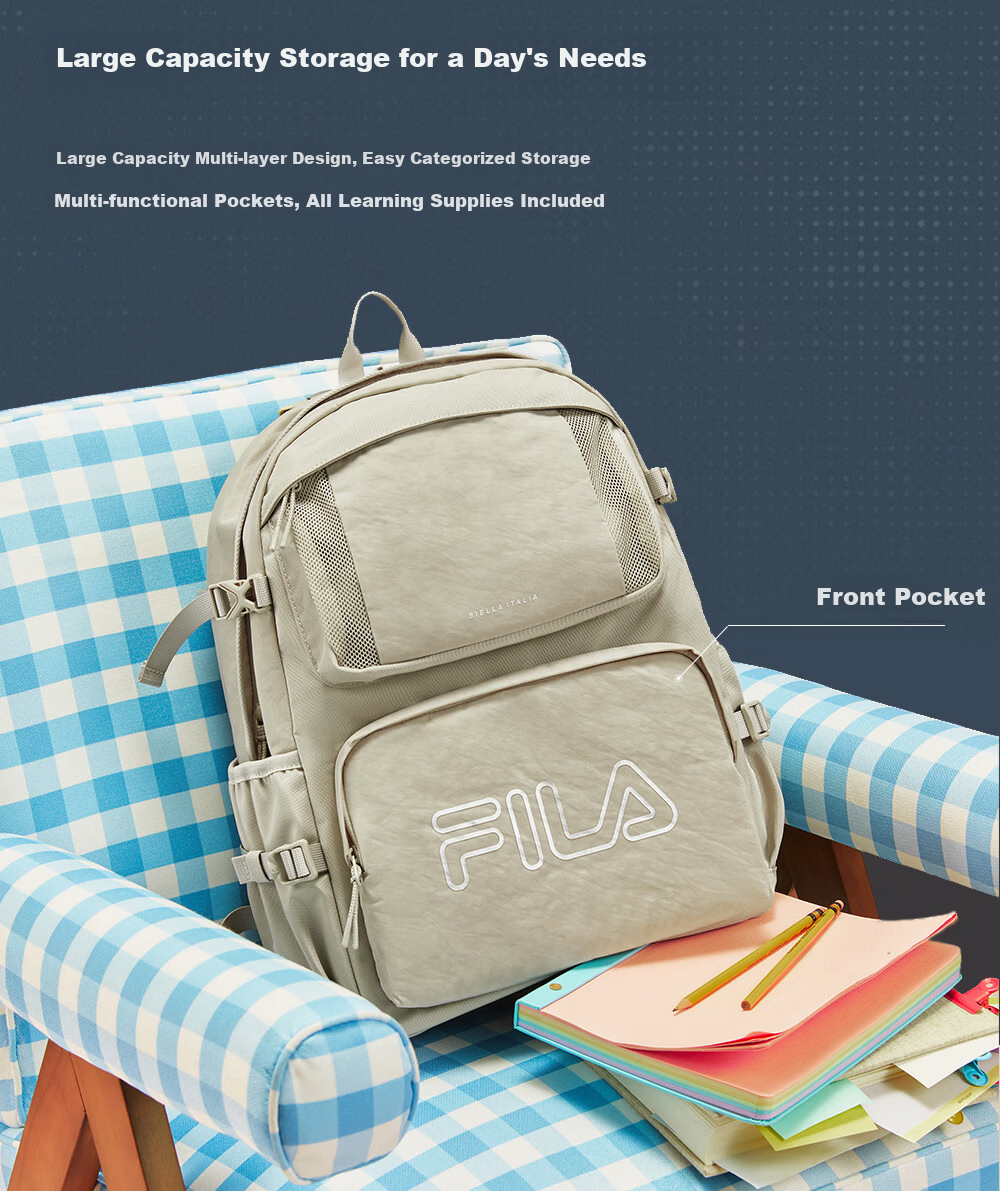 FILA Kids Backpack 2026 Large Capacity Junior High School Student Shoulder Bag for Boys and Girls 6