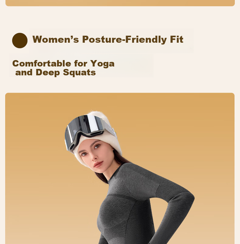 GRACEWELL Women's Thermal Sportswear Autumn Winter Wool Heat Retaining Slim Fit Base Layer Set Autumn Top and Bottom Cocoa Brown F 18
