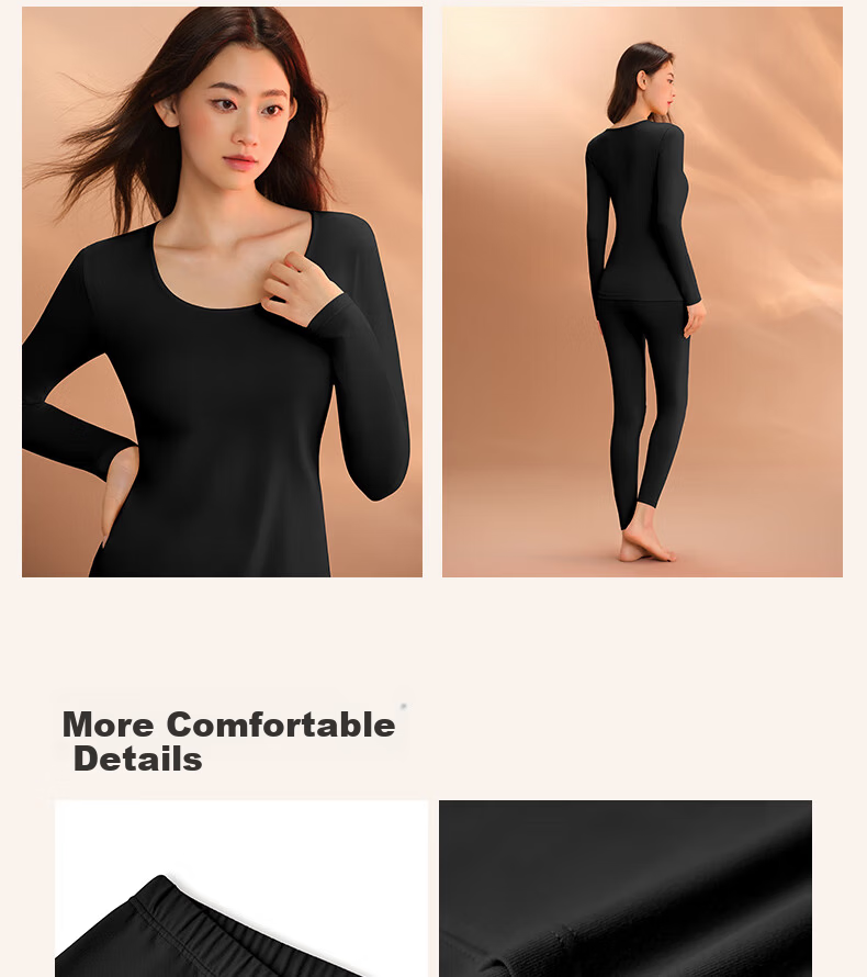 LUCKMEEY Thermal Underwear Set Combed Cotton Heat Retaining Base Layer Slim Fit Pure Cotton Autumn Long Johns for Men and Women Winter Innerwear 14