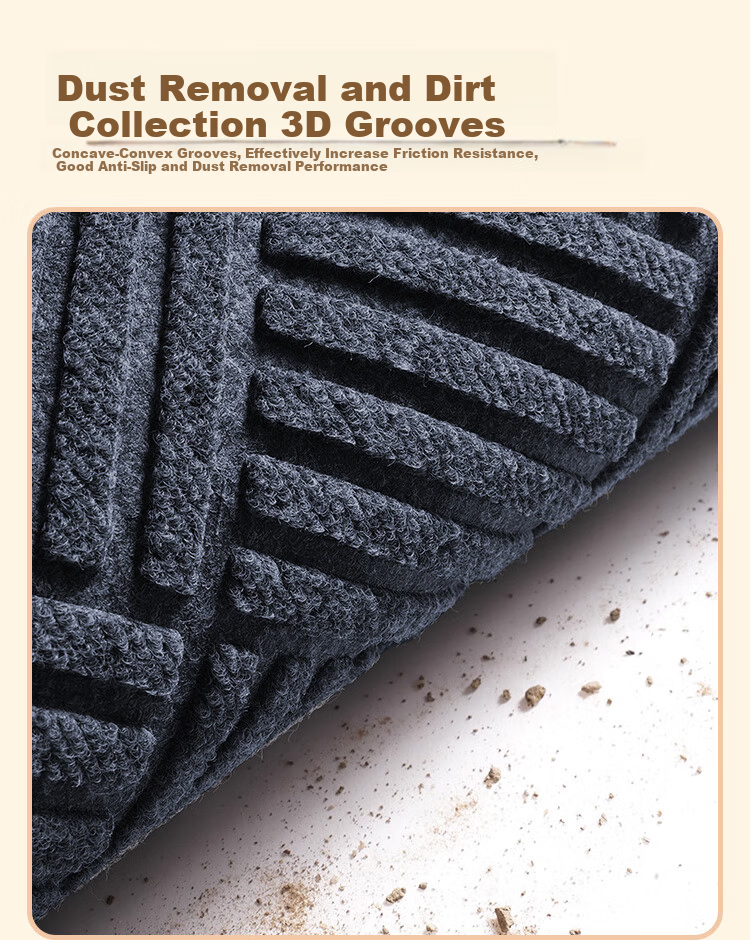 Jushi Memory Commercial Hotel Outdoor Welcome Door Mat Non-Slip Entrance Floor Mat Grid Gray 60x90cm 3