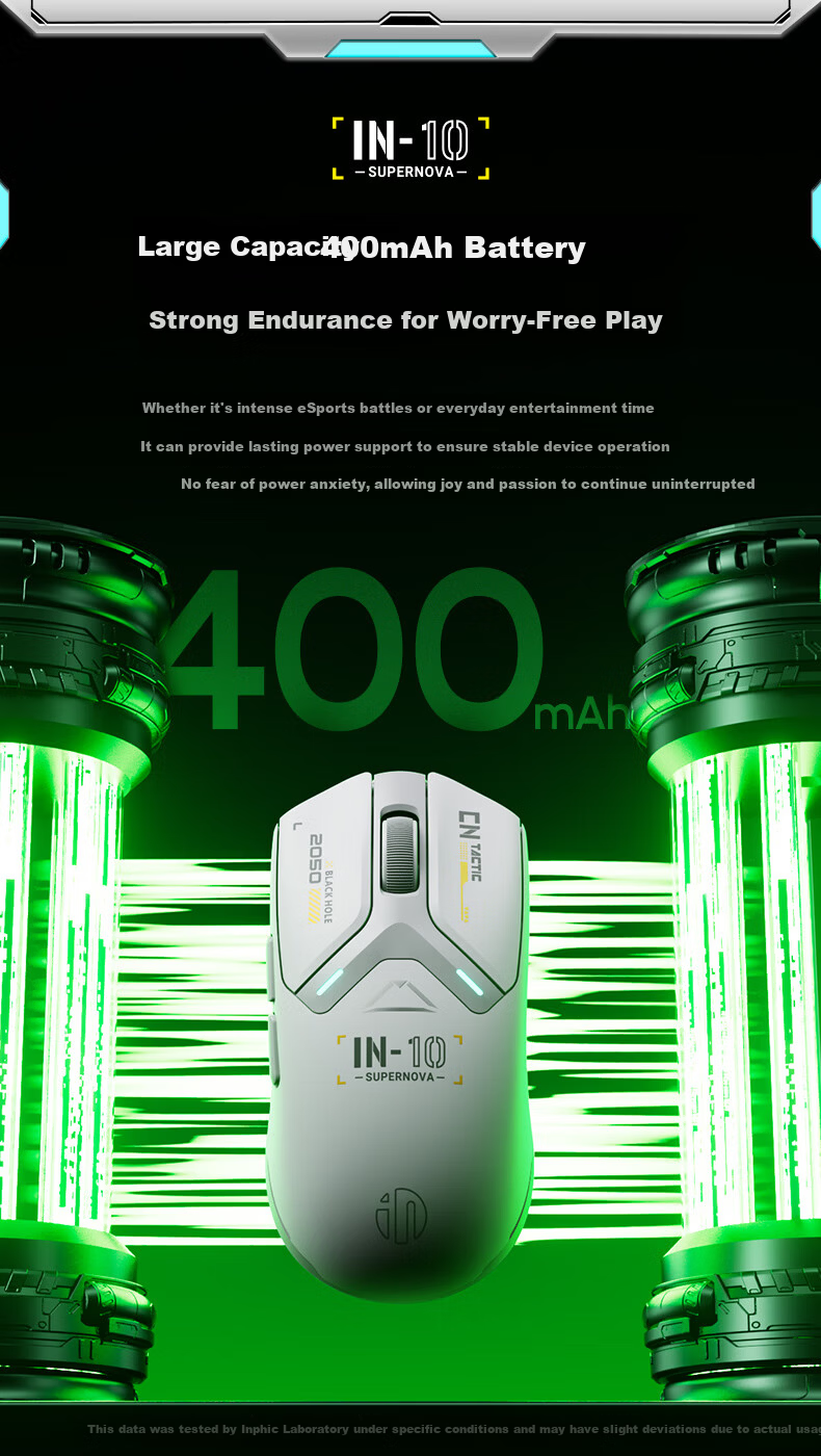 INPHIC IN10 Wireless Gaming Mouse, Wired Bluetooth Tri-Mode PAW3395, Lightweight for Small And Medium Hands, E-Sports, 26k DPI/8K Polling Rate, Huanuo Yi Csgo, Black 9