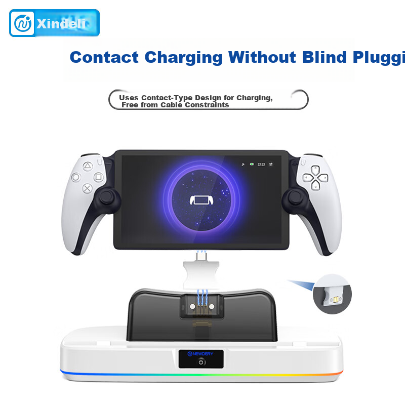 NEWDERY PS Portal Charging Dock Station for PS5 Portal with RGB Gaming Lights Magnetic Base Accessory