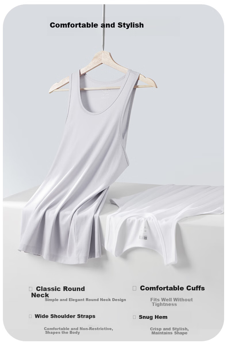 Yiershuang [High-Quality 120-Count Long-Staple Cotton] 100% Pure Cotton Tank Top, Men's Sports Breathable High-Count High-Density Sweatshirt for Me 2