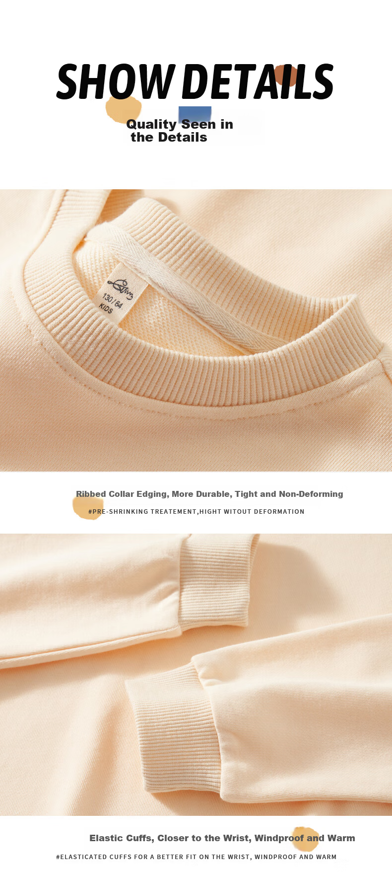 Langsha Girls' Spring Autumn National Style Sweatshirt and Thin Corduroy Straight Pants Two-Piece Set Light Yellow 140cm 9