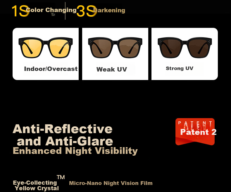 CAPONI Night Vision Driving Sunglasses Clip-On Unisex Photochromic Polarized Sunglasses Clip for Day and Night Use with Prescription Glasses 8