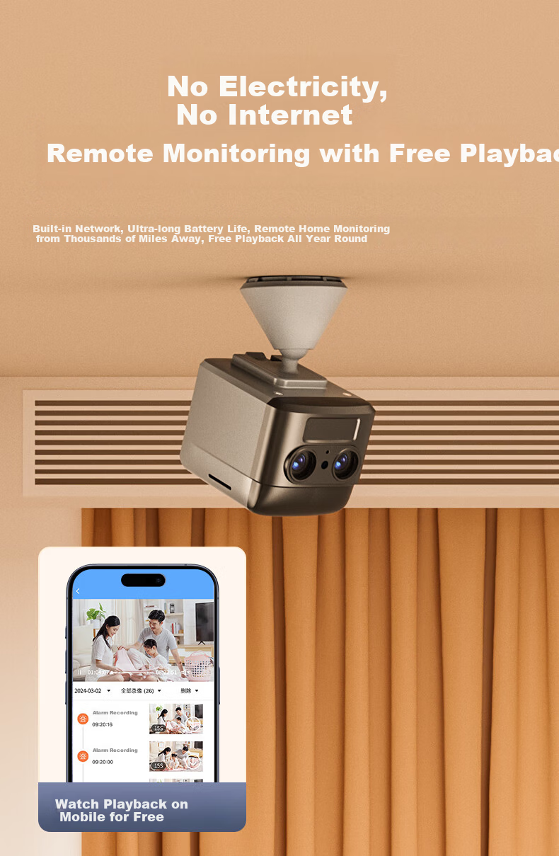 Tuqiang Camera Lifetime Data-Free Wireless No Network No Power Needed Remote HD Night Vision Home Surveillance Recorder WiFi Indoor JD Self-Operated 21