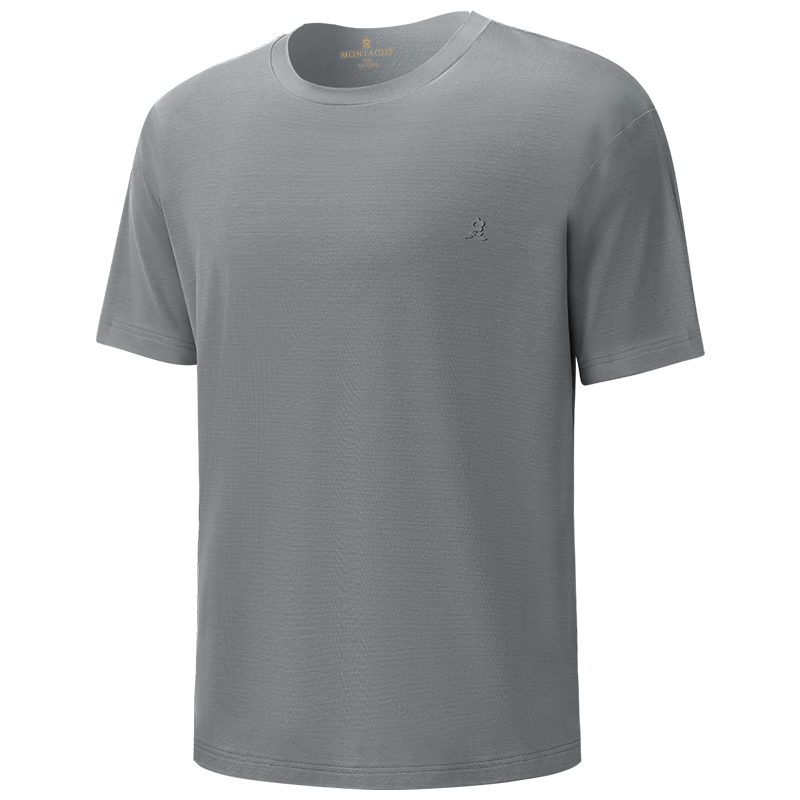 MONTAGUT 80s Modal Men's Short Sleeve Summer Thin Half Sleeve Ice Silk Cooling Loose Sports Fitness Base Shirt