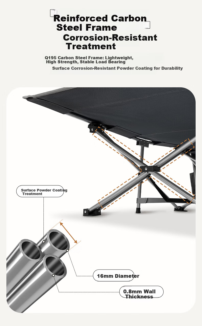 KingCamp Folding Single Bed Office Nap Bed Military Cot Portable Multifunctional Nap Bed 5
