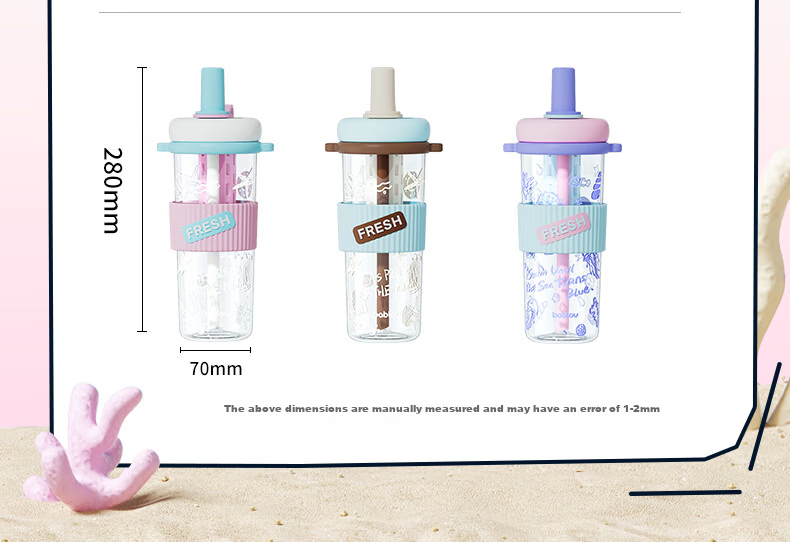 BABLOV Kids Insulated Water Bottle Student Crossbody Dustproof Spray Straw Stainless Steel Large Capacity Tea Compartment Temperature Lock Cup 19