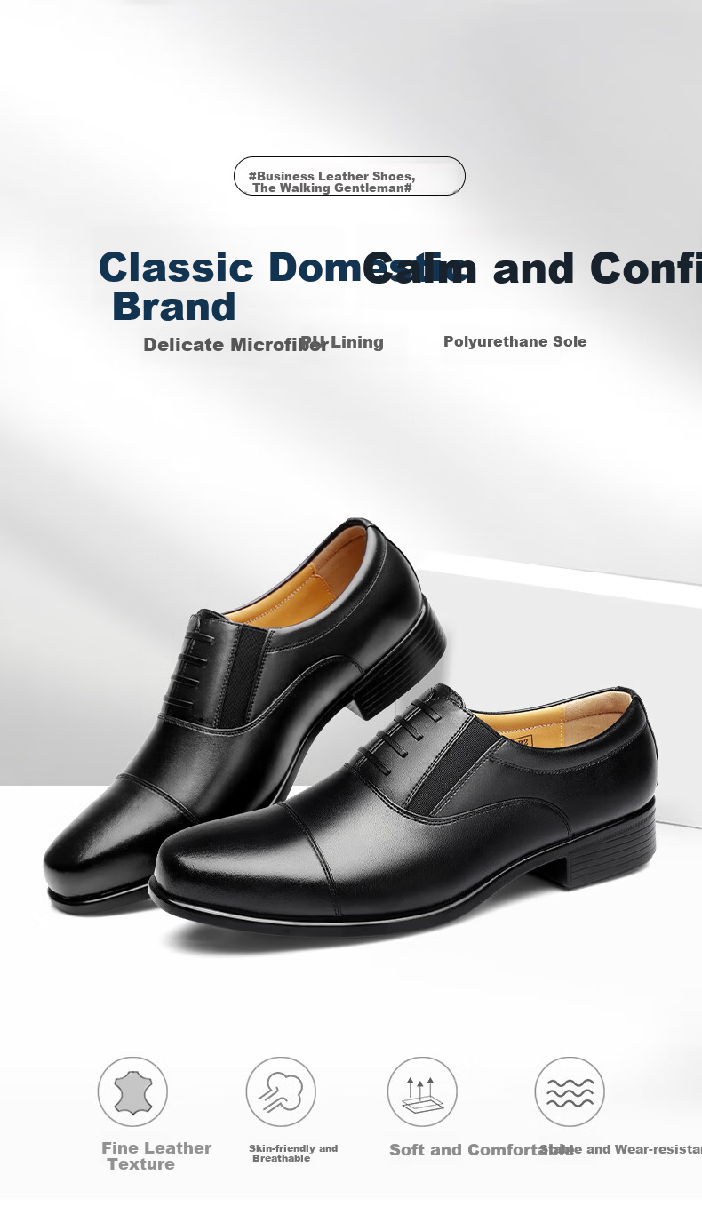 Qiangren Classic Formal Men's Shoes Jihua 3515 Quality Business Single Leather Shoes Three-seam Black Size 38 1