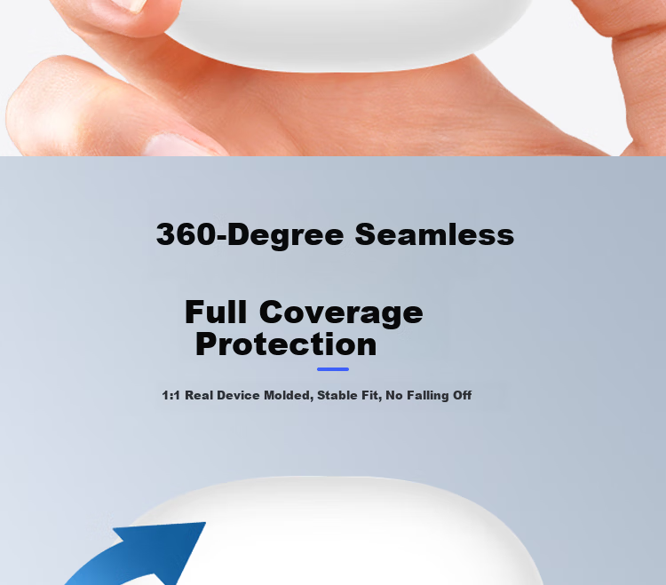 ESCASE Protective Case for Xiaomi Open-Ear Pro, Full Coverage Shockproof Bluetooth Earphone Storage Box, Liquid Silicone Soft Shell Ultra-Thin Protective Cover, Black + Silicone Lanyard 5