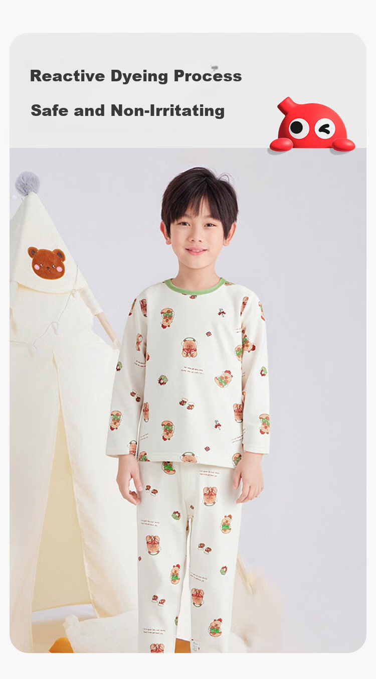 Hongdou Kids Thermal Underwear Set Class A Boys and Girls Autumn Long Johns Student Autumn Winter Base Layer with Bow Doll 150 4