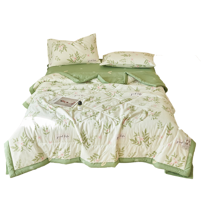 Wuyinliangpin Class A All-Cotton Summer Cooling Quilt Set, Four-Piece Home Summer Quilt, Air Conditioning Quilt, Bedding Sheet, Comforter Insert, 200*230cm