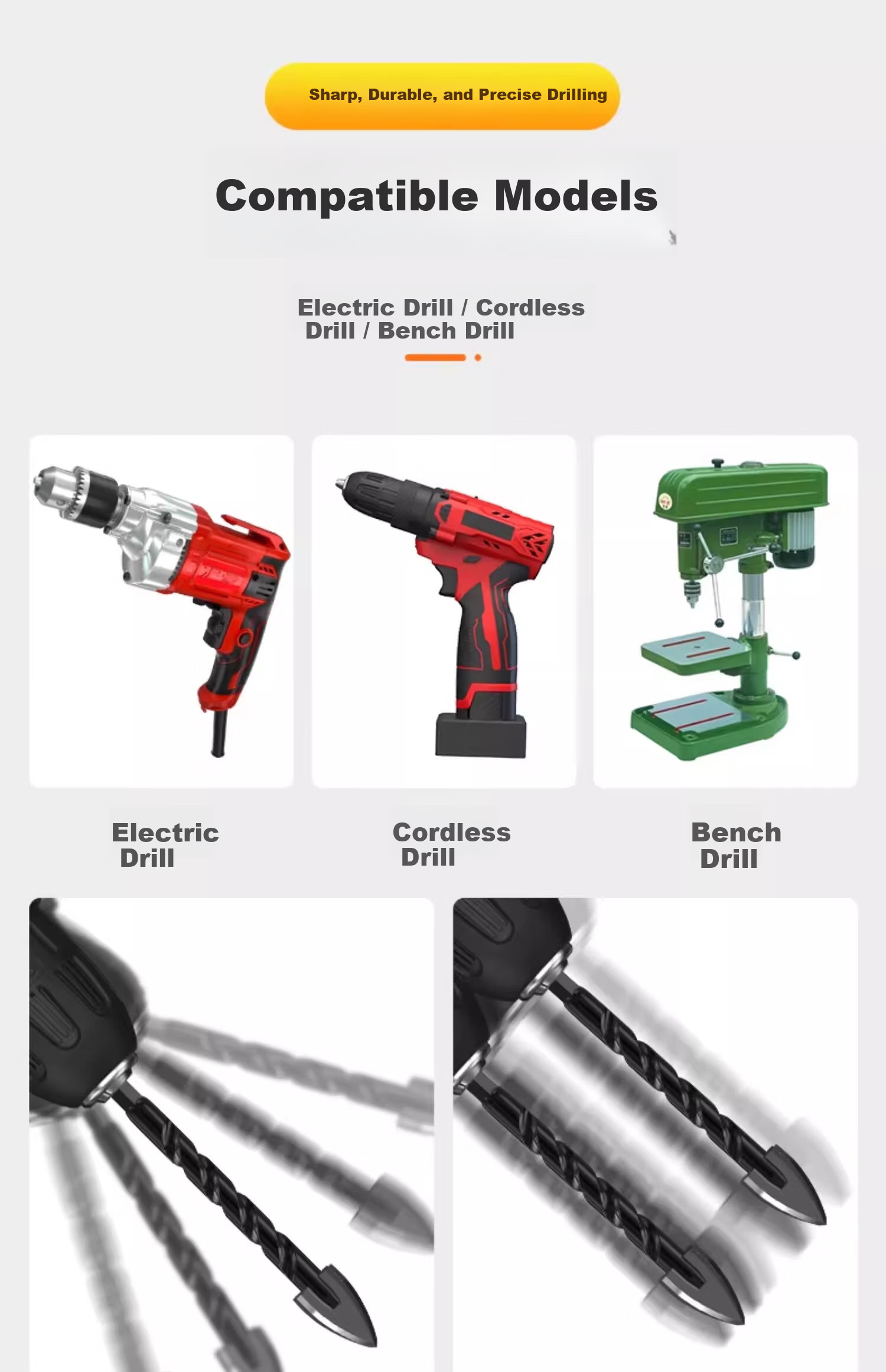 HUHAO Ceramic Tile Drill Bit with Hexagonal Shank, Cross-Shaped Triangle Drill, Impact Four-Blade King Drill for Concrete, Tiles, And Glass 10