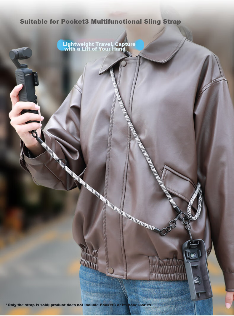 Qiye Lanyard Crossbody Shoulder Strap Wrist Strap for DJI Pocket 3 Accessories, Osmo Pocket 3 Camera Wrist Strap Zebra Color 1