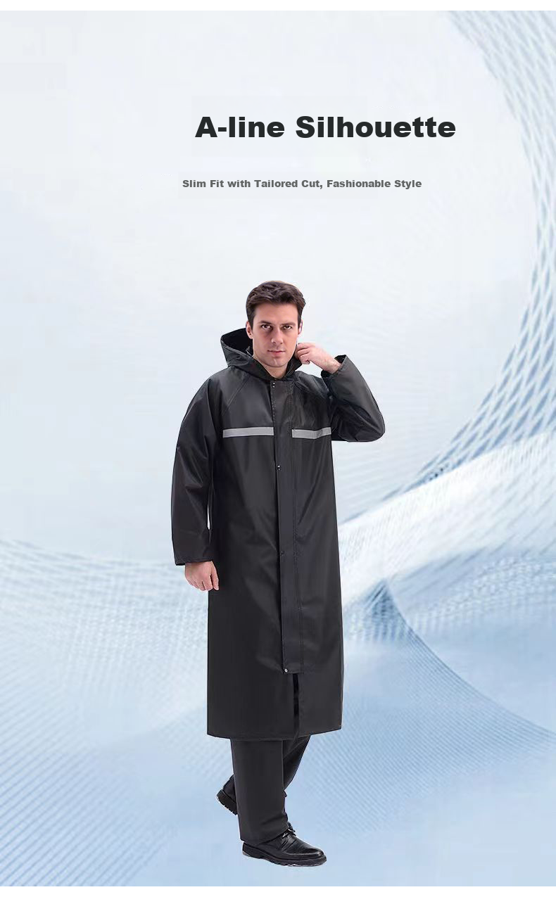 Jingxun Long Adult Raincoat, Windbreaker Style, Heavy Rain Protection, for Hiking, Fishing, Waterproof Poncho, Reflective Rainwear for Security Guards And Property Management 5