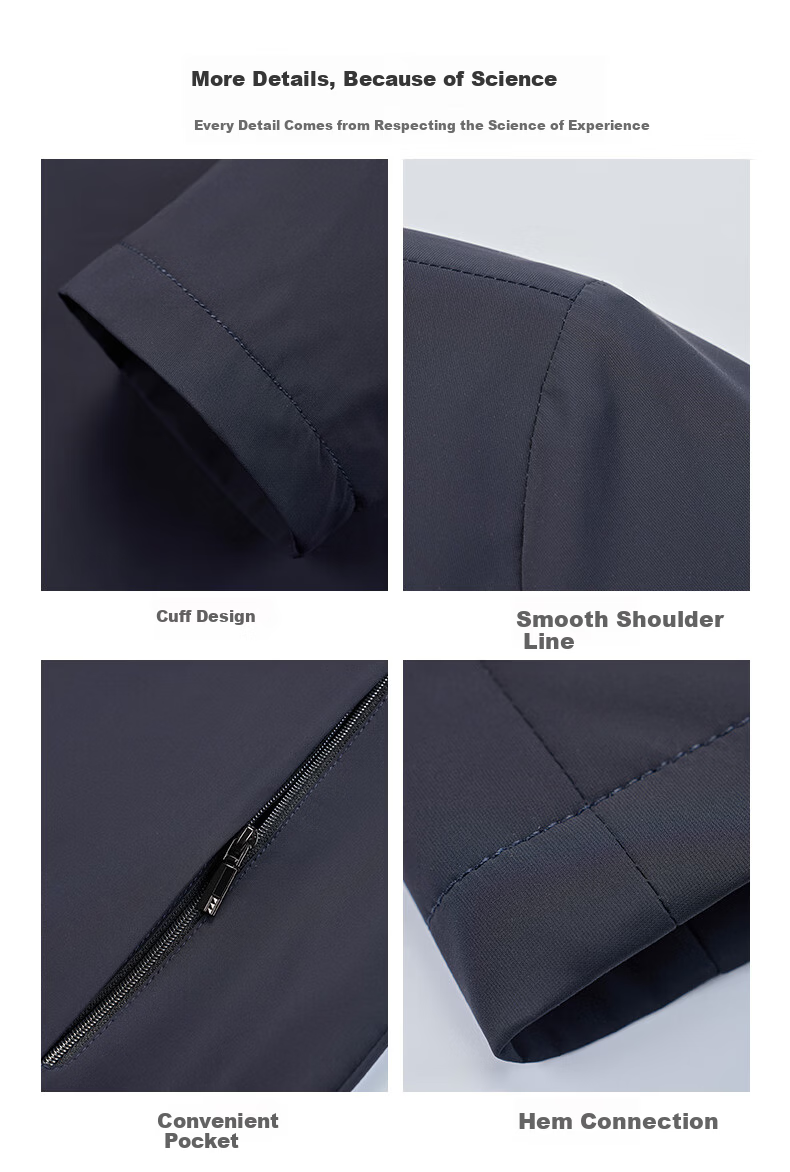 Pierre Cardin Men's High-End Spring Jacket Detachable Hood Wrinkle-Resistant Luxury Spring Autumn Coat 5