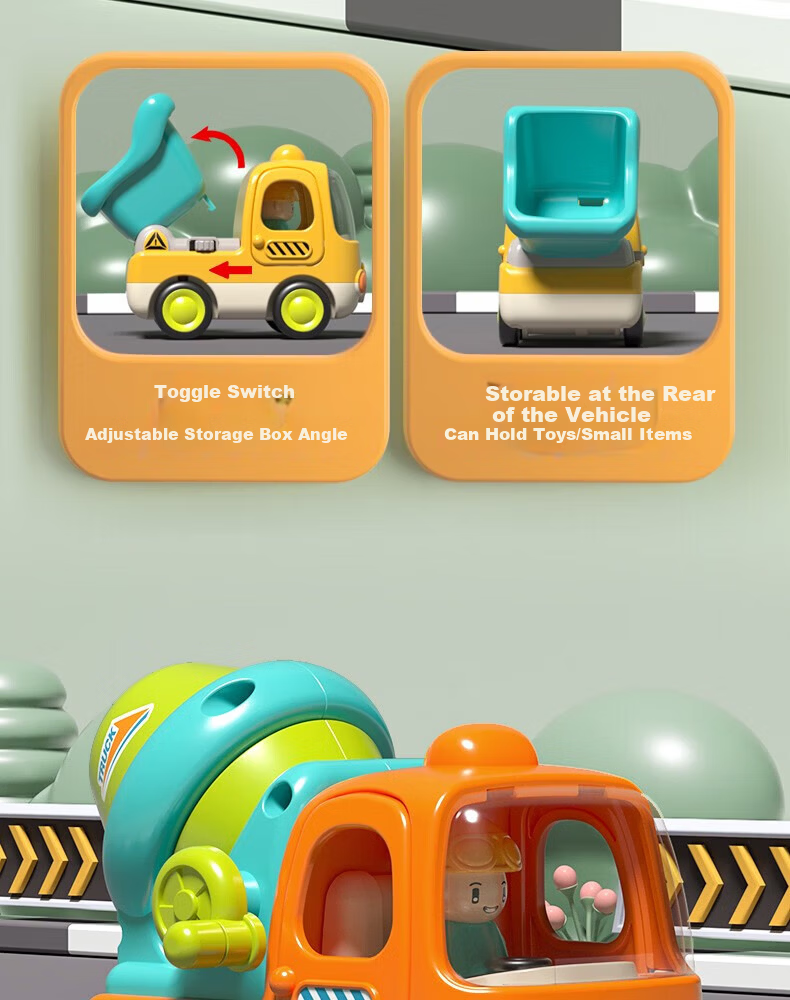 GOODWAY Children's Toy Car for Ages 1-3, Fire Truck Excavator with Inertia Sliding, Gentle on Hands, Gift Box Set, Birthday Present 9