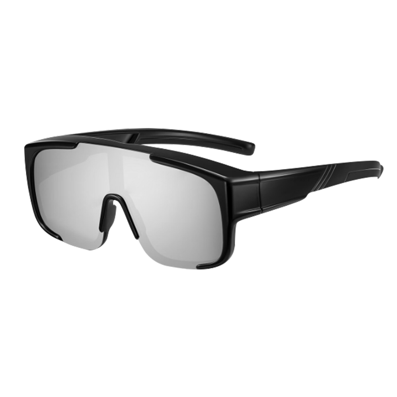 TA Mountaineering Goggles Hiking Windproof Sandproof Fogproof Outdoor Sports Sunglasses Prescription Compatible Black Frame Moonlight Silver Lens
