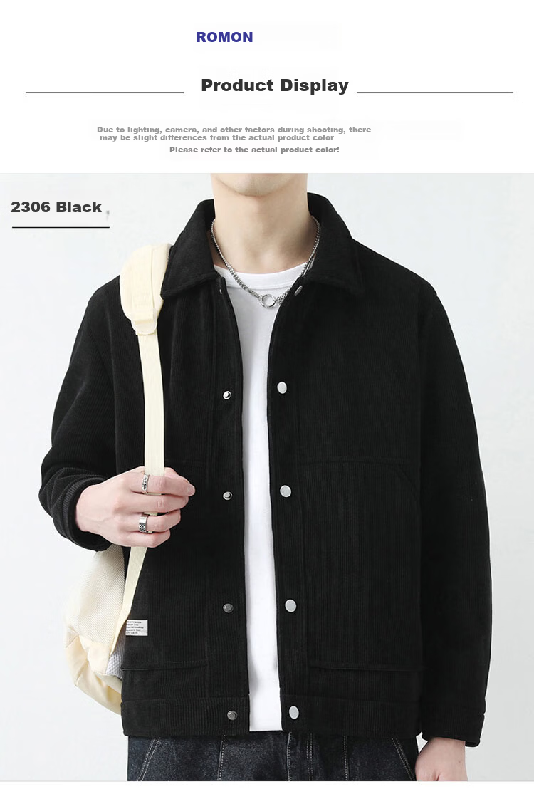 ROMON Men's Jacket, Spring And Autumn Casual Business Style, Youth Tobacco Jacket, Workwear Outerwear, Beige Color, Size 4XL 5