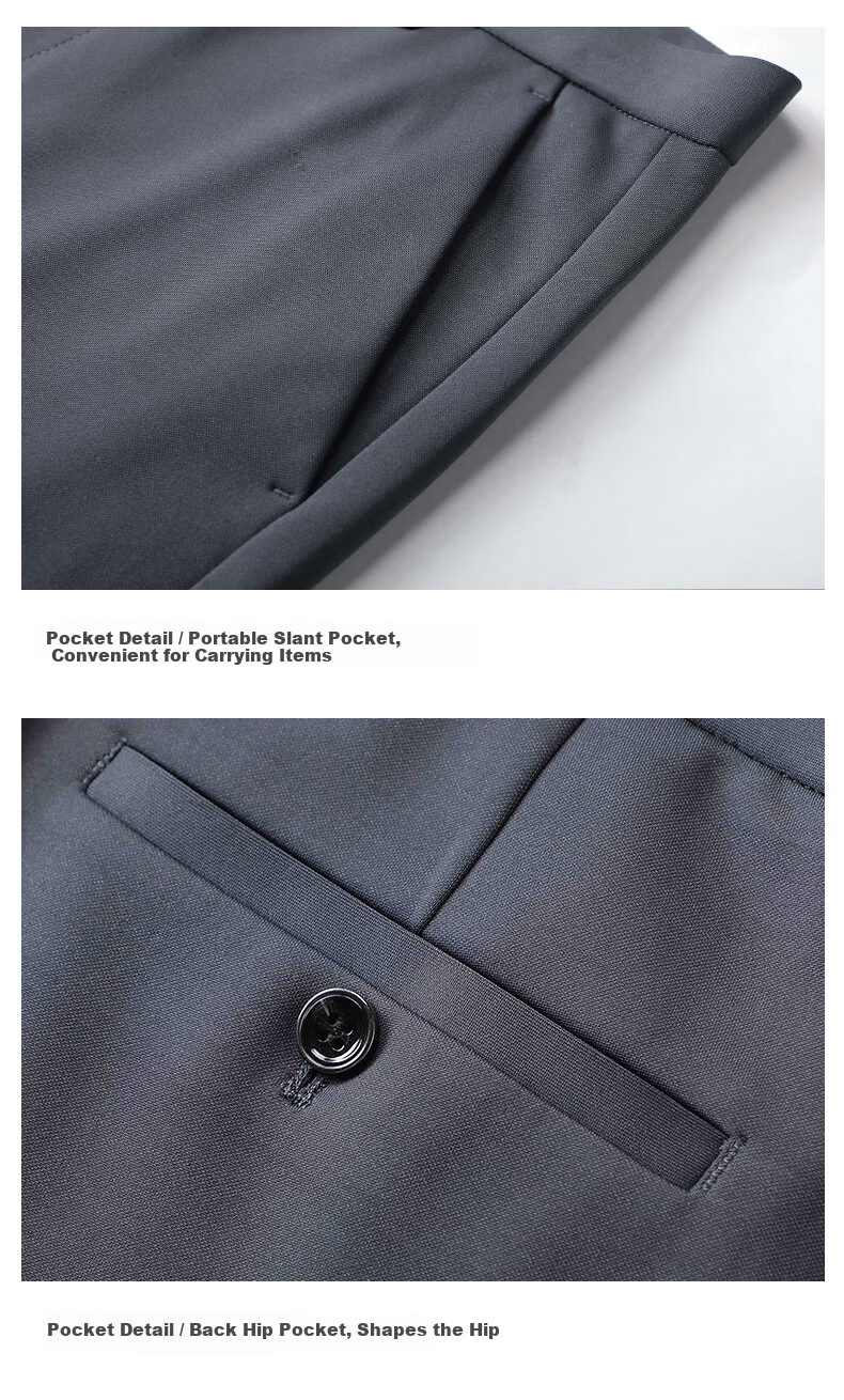 ROMON Elastic Shape-Retaining Casual Pants Men's Business Straight-Leg Sports Work Pants Wrinkle-Resistant Suit Trousers for Young and Middle-Aged Men 23