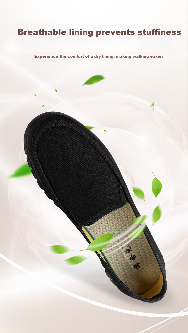 Busheyuan Slip-On Work Shoes for Hotel and Nurse, Old Beijing Cloth Shoes 410-9525 Black Size 38 4