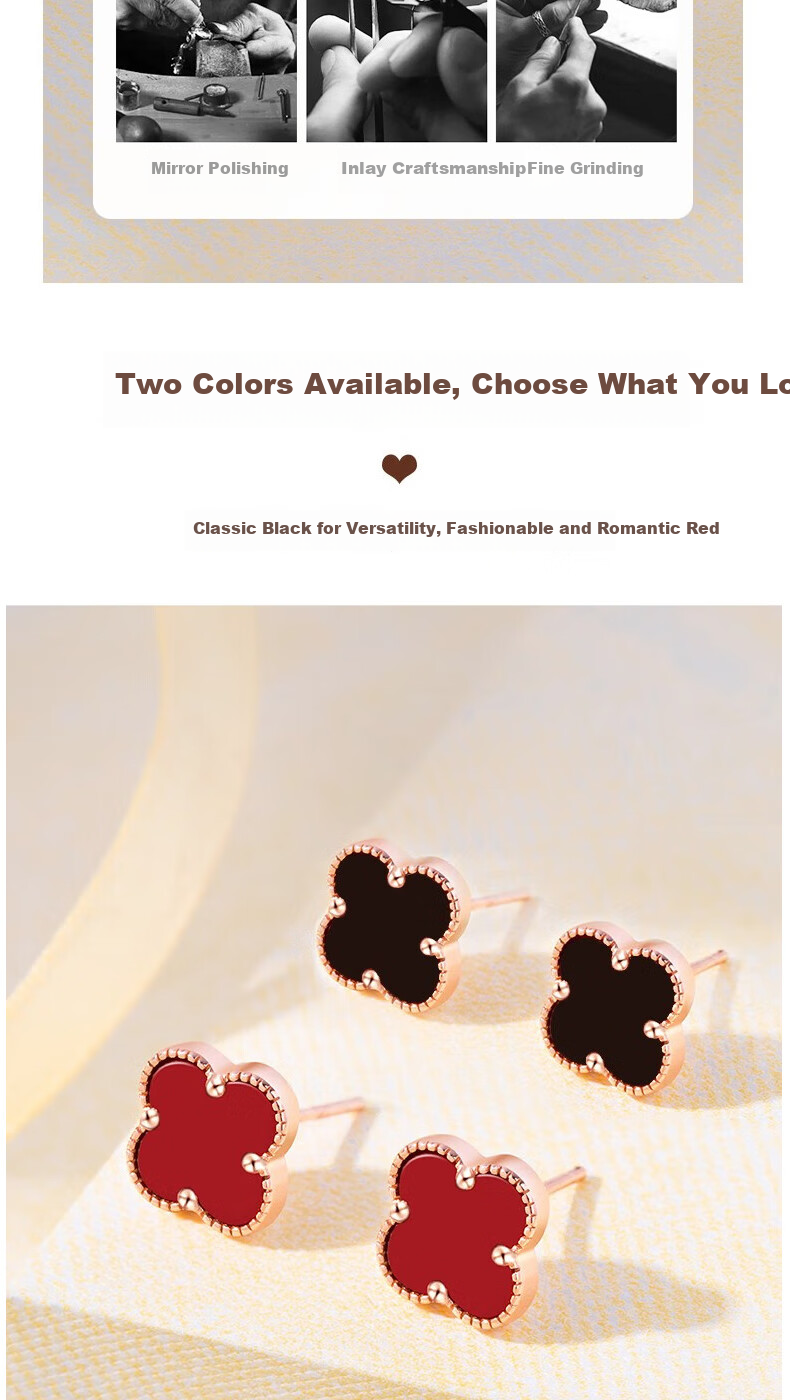 MANHE S999 Sterling Silver Four-Leaf Clover Stud Earrings for Women, 2026 New Style Birthday Gift for Girlfriend 7