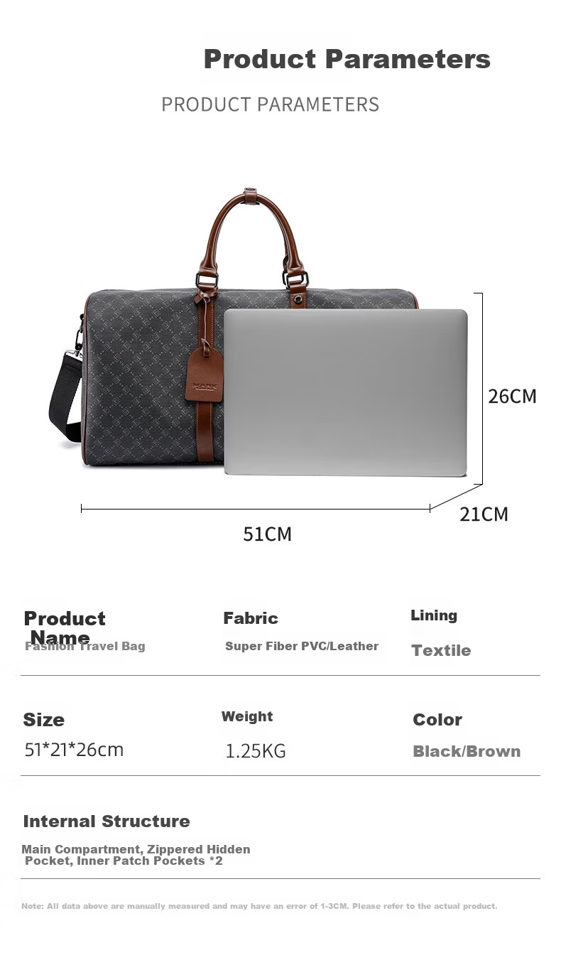 MARK FAIRWHALE Business Printed Travel Luggage Bag Sports Gym Handbag Gift for Husband Boyfriend 520 5