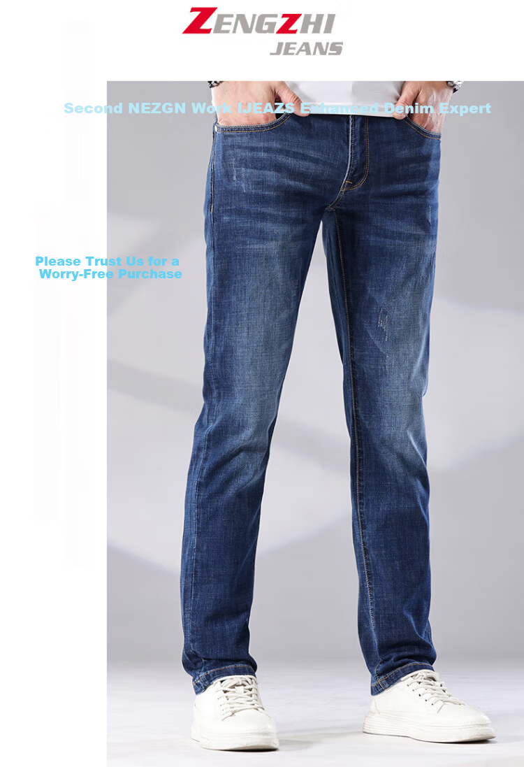 ZENGZHI Men's Denim Jeans Soft Comfortable Stretch Straight Mid-Rise Pants Blue Size 31 10