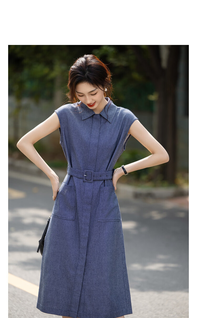 Demana [With Linen Cotton] Summer Urban Commuter Lapel Sleeve Loose Slim Petite Dress for Women Premium Feel 11